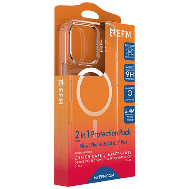 EFM Zurich MagSafe and Impact Screen Protector Bundle For New iPhone 2024 6.3 Pro-Clear
